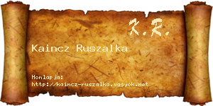 Kaincz Ruszalka névjegykártya
